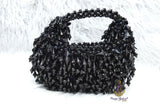PrestigeApplause Black Handmade Beaded Handbag | Crystal Evening Clutch | Statement Purse | Wedding & Party Purse