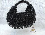 PrestigeApplause Black Handmade Beaded Handbag | Crystal Evening Clutch | Statement Purse | Wedding & Party Purse
