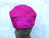 PrestigeApplause Hot Fuchsia Pink Gold Yoruba Fila Hat Royal Embroidery Designs Aso Oke Groom Fila Cap African Nigerian Hat For Men Groom For Wedding Party PrestigeApplause Jewels