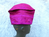 PrestigeApplause Hot Fuchsia Pink Gold Yoruba Fila Hat Royal Embroidery Designs Aso Oke Groom Fila Cap African Nigerian Hat For Men Groom For Wedding Party PrestigeApplause Jewels
