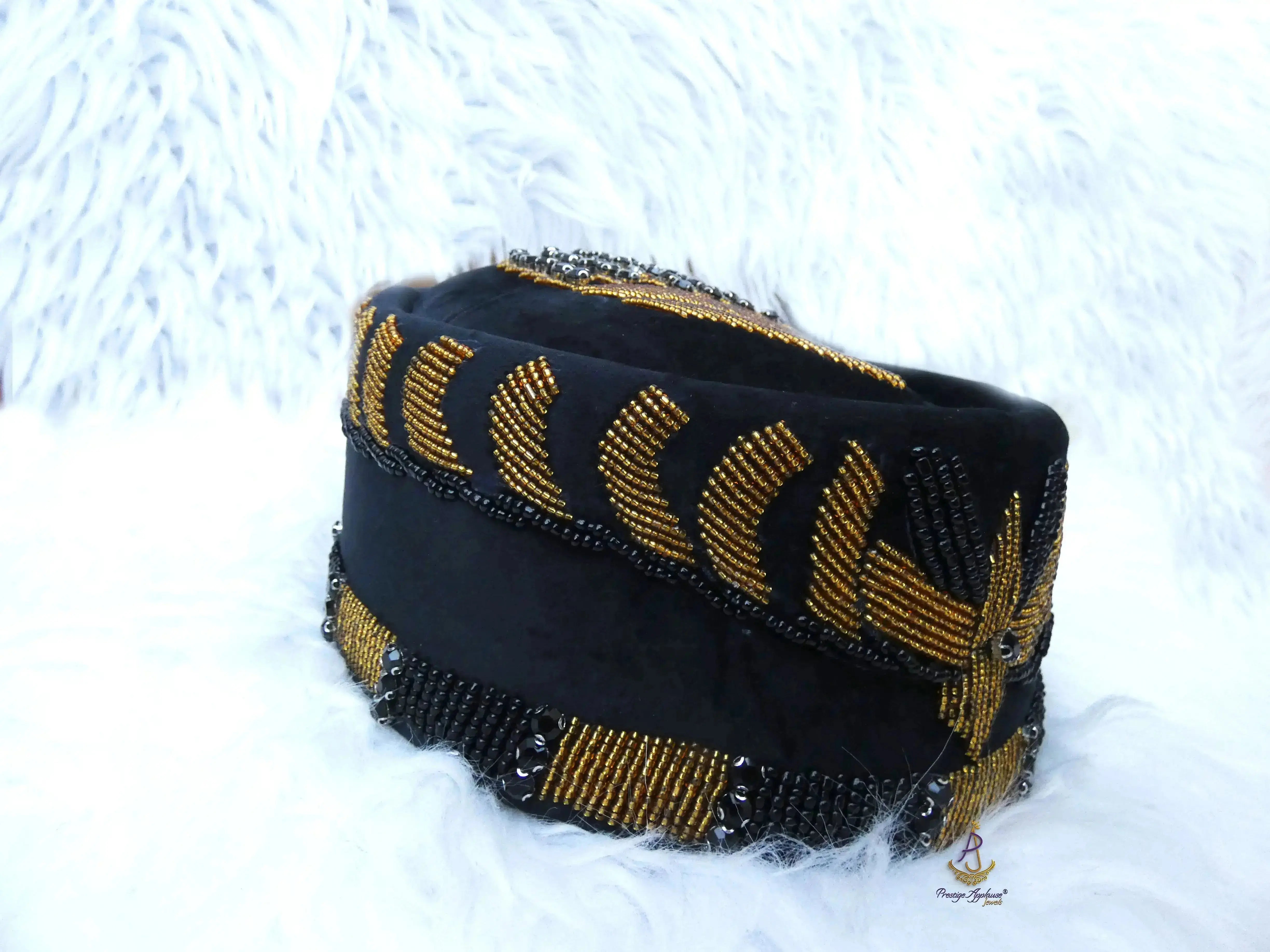 Igbo Chieftaincy Black Red Hat Beaded Ozo Cap Velvet Suede Igbo Cap ...
