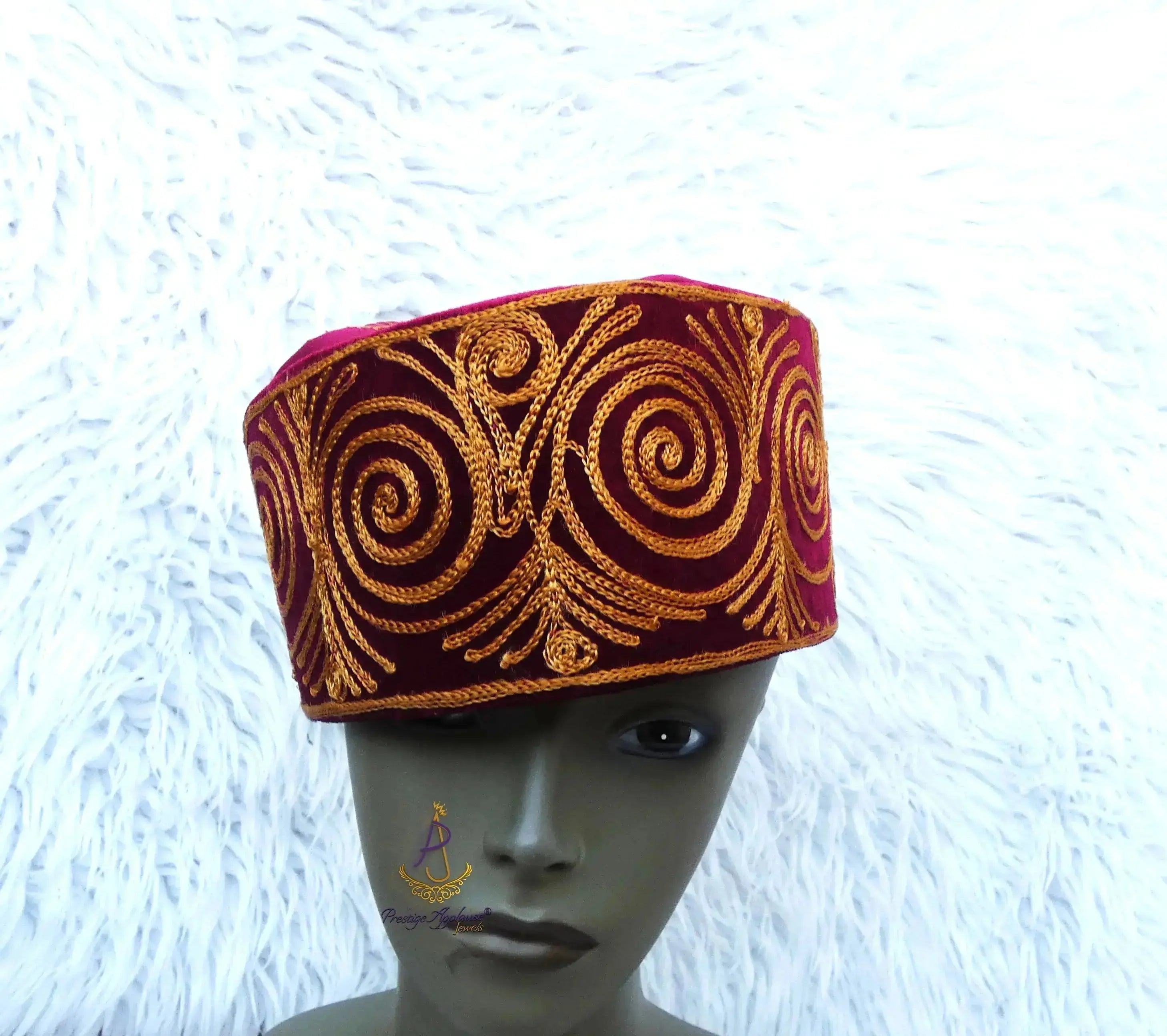 Chihieftancy Rods PrestigeApplause Igbo Chieftaincy Cap Black Red Hat Beaded Ozo Cap ...