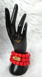PrestigeApplause Igbo Edo Elephant-Tusk Red Coral Groom men African Necklace Bracelet Beads Jewellery Set - Male Traditional Nigerian PrestigeApplause Jewels