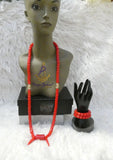 PrestigeApplause Igbo Faux Elephant-Tusk Red Coral Groom men African Necklace Bracelet Beads Jewellery Set - Male Traditional Nigerian PrestigeApplause Jewels