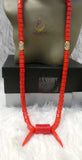 PrestigeApplause Igbo Faux Elephant-Tusk Red Coral Groom men African Necklace Bracelet Beads Jewellery Set - Male Traditional Nigerian