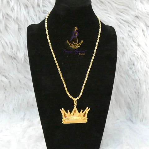 PrestigeApplause Italian Gold Plated Crown Pendant Necklace – Royal Statement Necklace Jewelry for Men & Women PrestigeApplause Jewels