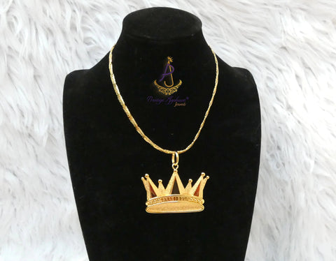 PrestigeApplause Italian Gold Plated Crown Pendant Necklace – Royal Statement Necklace Jewelry for Men & Women PrestigeApplause Jewels