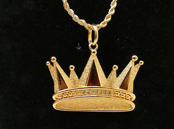 PrestigeApplause Italian Gold Plated Crown Pendant Necklace – Royal Statement Necklace Jewelry for Men & Women PrestigeApplause Jewels