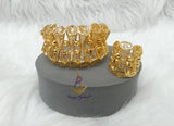 PrestigeApplause Luxury Gold Plated Statement Bracelet & Ring Set | Bold Chunky Cuff Italian Gold Replica Jewellery