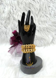 PrestigeApplause Luxury Gold Plated Statement Bracelet & Ring Set | Bold Chunky Cuff Italian Gold Replica Jewellery