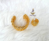 PrestigeApplause Luxury Gold Plated Statement Bracelet & Ring Set | Bold Chunky Cuff Italian Gold Replica Jewellery