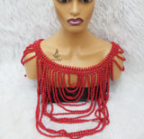 PrestigeApplause Nigerian Bridal Wear Edo Delta Red Coral Beaded Bridal Top Blouse Wedding Bridal Party Beaded Igbo Traditional Wear PrestigeApplause Jewels
