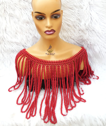 PrestigeApplause Nigerian Bridal Wear Edo Delta Red Coral Beaded Bridal Top Blouse Wedding Bridal Party Beaded Igbo Traditional Wear PrestigeApplause Jewels