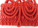 PrestigeApplause Nigerian Edo Delta Igbo Red Orange Coral Beaded Bridal Small Purse Clutch wedding Bridal Party Beaded Igbo Traditional Wear PrestigeApplause Jewels