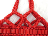 PrestigeApplause Nigerian Edo Delta Igbo Red Orange Coral Beaded Bridal Small Purse Clutch wedding Bridal Party Beaded Igbo Traditional Wear PrestigeApplause Jewels