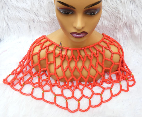 PrestigeApplause Nigerian Edo Igbo Delta Ibo Coral Beaded Bridal Top Blouse For Traditional Wedding Accessories PrestigeApplause Jewels