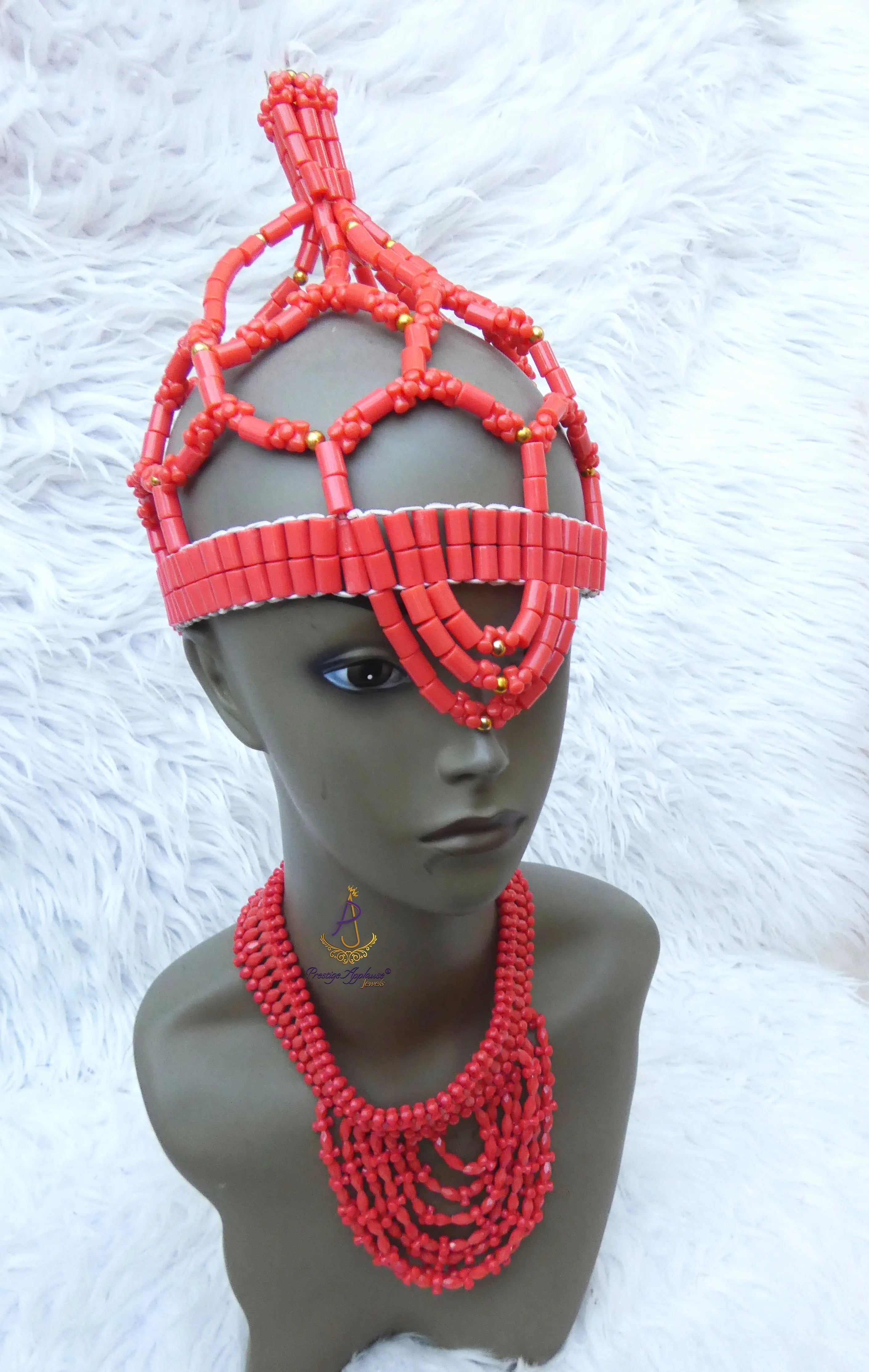 PrestigeApplause Nigerian Red White Edo Coral Crown Necklace Purse ...