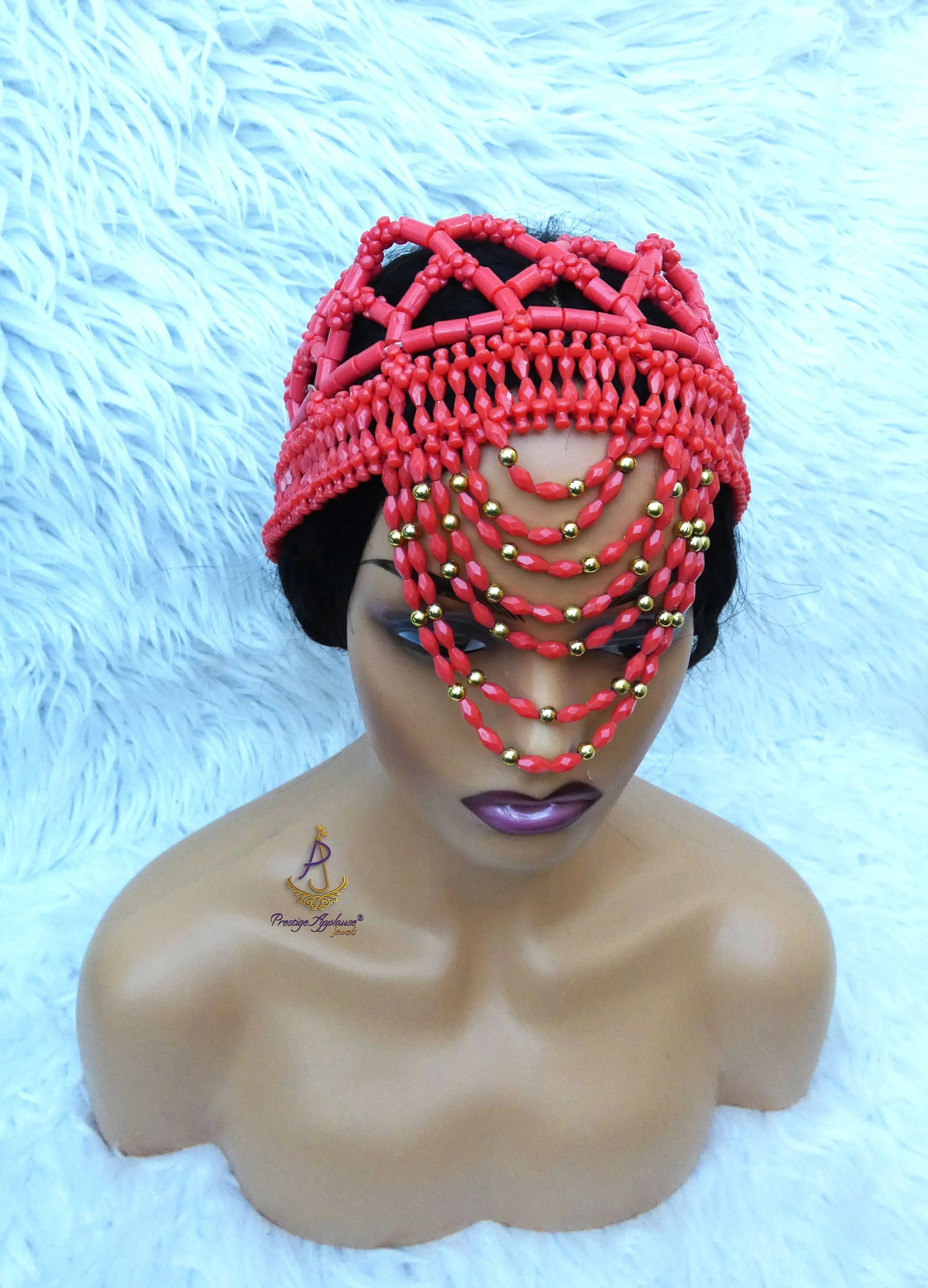 PrestigeApplause Nigerian White Orange Edo Coral Crown Necklace Purse ...