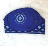 PrestigeApplause Royal Blue New Design African Men Aso Oke Yoruba Fila Cap Party with Embroidery Groom Men Nigerian Hat PrestigeApplause Jewels