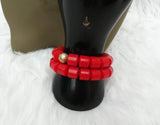 PrestigeApplause Traditional Red Coral Beaded Bracelet – African Edo Igbo Delta Wedding Jewelry for Men & Women | Groom & Party Accessory PrestigeApplause Jewels