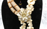 PrestigeApplause Traditional  White Cream Coral Beads Bridal Necklace Set with 18k Gold Accessories PrestigeApplause Jewels