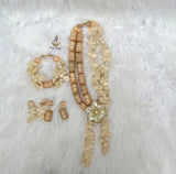 PrestigeApplause Traditional  White Cream Coral Beads Bridal Necklace Set with 18k Gold Accessories PrestigeApplause Jewels
