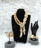 PrestigeApplause Traditional  White Cream Coral Beads Bridal Necklace Set with 18k Gold Accessories PrestigeApplause Jewels