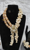PrestigeApplause Traditional  White Cream Coral Beads Bridal Necklace Set with 18k Gold Accessories PrestigeApplause Jewels