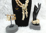 PrestigeApplause Traditional  White Cream Coral Beads Bridal Necklace Set with 18k Gold Accessories PrestigeApplause Jewels