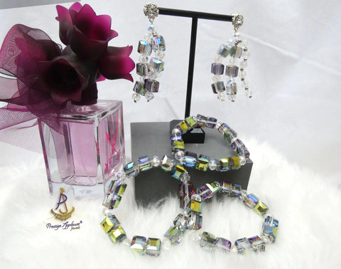 Latest Beads Champagne Gold Black Grey Earring Bracelet Crystal Beads Jewellery Set Latest African Nigerian Beads (Copy) PrestigeApplause Jewels