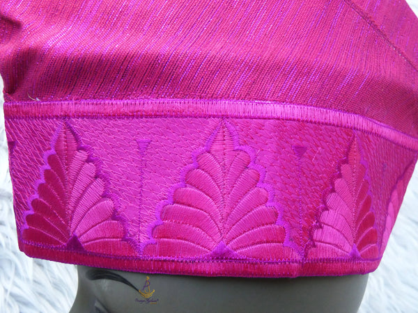 PrestigeApplause Hot Fuchsia Pink Gold Yoruba Fila Hat Royal Embroidery Designs Aso Oke Groom Fila Cap African Nigerian Hat For Men Groom For Wedding Party PrestigeApplause Jewels