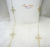 Beautiful Clover Crystal Gold Necklace Earring Popular Jewellery Set UK despatch Great as Gift