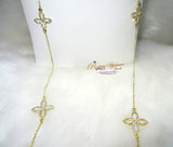 Beautiful Clover Crystal Gold Necklace Earring Popular Jewellery Set UK despatch Great as Gift