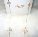 Beautiful Clover Crystal Gold Necklace Earring Popular Jewellery Set UK despatch Great as Gift