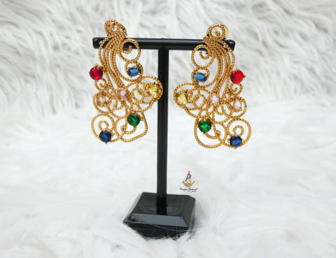 Multi Colour Tones Gold Statement Fashion Earring For Women - Stunning Earrings for Every Occasion