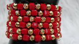 Red Beads with Gold Accessories Unisex Hand Bracelet – Adjustable Fashion Jewelry for Men & Women Bangle Bracelet
