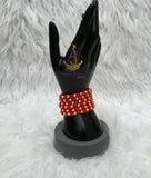 Red Beads with Gold Accessories Unisex Hand Bracelet – Adjustable Fashion Jewelry for Men & Women Bangle Bracelet