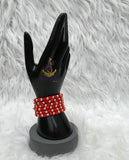 Red Beads with Gold Accessories Unisex Hand Bracelet – Adjustable Fashion Jewelry for Men & Women Bangle Bracelet