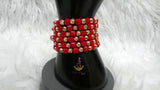 Red Beads with Gold Accessories Unisex Hand Bracelet – Adjustable Fashion Jewelry for Men & Women Bangle Bracelet