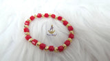 Red Beads with Gold Accessories Unisex Hand Bracelet – Adjustable Fashion Jewelry for Men & Women Bangle Bracelet