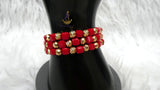 Red Beads with Gold Accessories Unisex Hand Bracelet – Adjustable Fashion Jewelry for Men & Women Bangle Bracelet