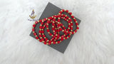 Red Beads with Gold Accessories Unisex Hand Bracelet – Adjustable Fashion Jewelry for Men & Women Bangle Bracelet