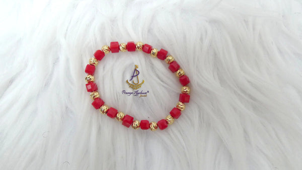 Red Beads with Gold Accessories Unisex Hand Bracelet – Adjustable Fashion Jewelry for Men & Women Bangle Bracelet
