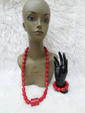 Edo Delta Igbo Red Mix Coral Groom men African Nigerian Traditional Beads Necklace Bracelet Jewellery Wedding Set PrestigeApplause Jewels