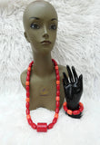 Edo Delta Igbo Red Mix Coral Groom men African Nigerian Traditional Beads Necklace Bracelet Jewellery Wedding Set PrestigeApplause Jewels