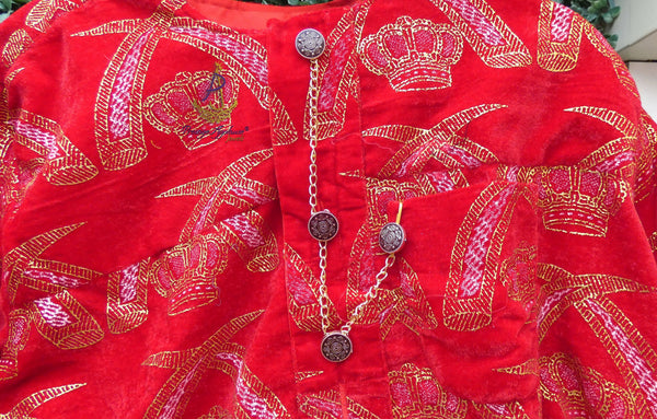Red with Gold Men Male Royal Crown Velvet Igbo Edo Delta Isiagu ...