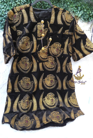 Red with Gold Velvet Igbo Edo Delta Isiagu Traditional Male Chieftaincy Top – African Statement Wear Top Edo Accessories