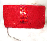 Red Mixed Gold Clutch Evening Bags for Women Formal Bridal Wedding Purse Prom Cocktail Party Handbags