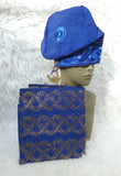 Royal Blue Aso Oke Yoruba Fila Cap With Women Gele – Traditional African Men’s Hat for Groom, Bride Gele Wedding Party PrestigeApplause Jewels