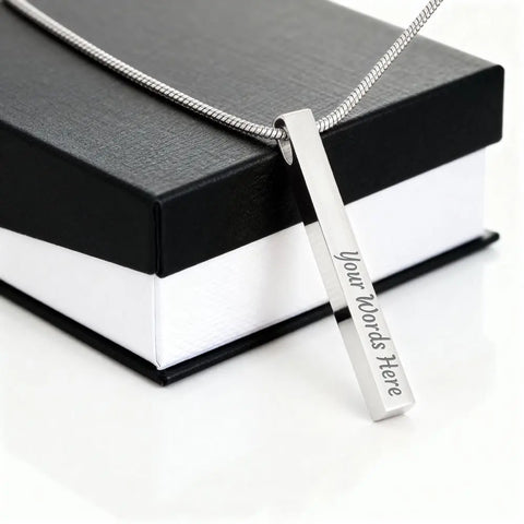 Silver Gold 4 sided Engraved Pendant Necklace for Women - Create a Memory Great as Gift